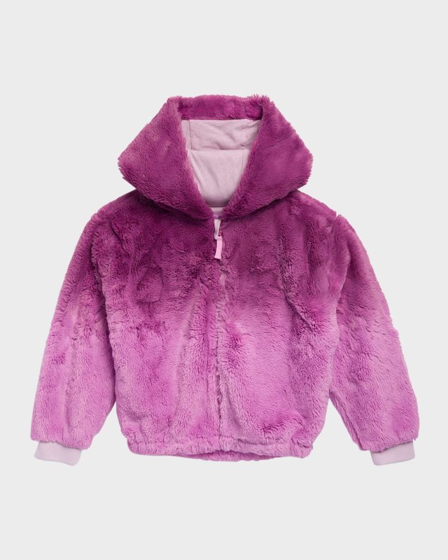 Girl's Dip Dye Faux Fur Coat, Size 7-14